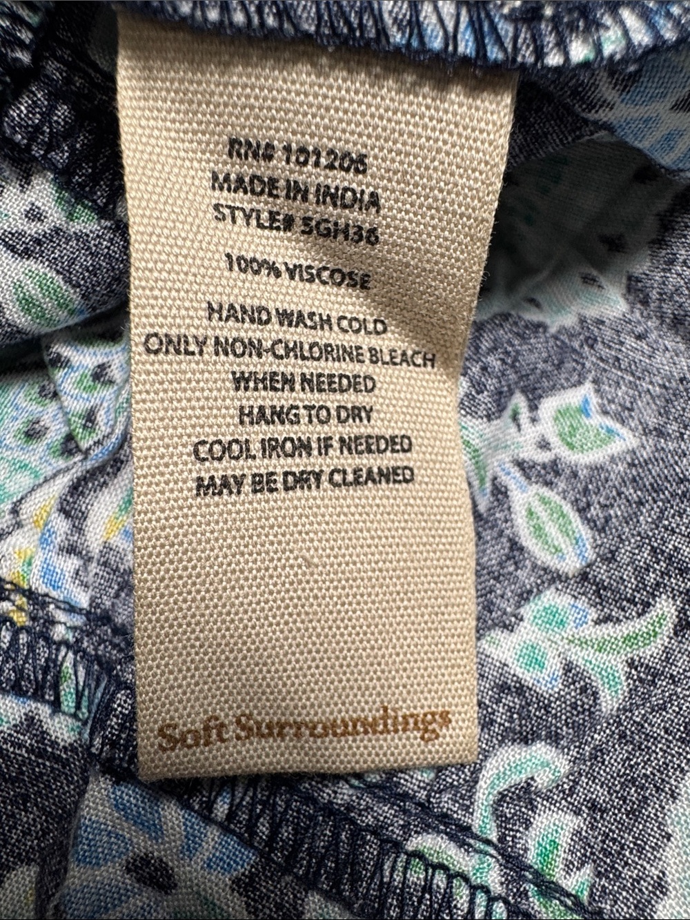 Soft Surroundings Navy Midi dress Aqua Floral Print 1X (18W/20W )NWOT COTTAGE - Picture 7 of 7